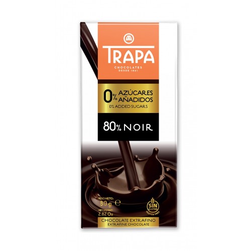 TRAPA Dark Chocolate (80% Cacao)(No-Added-Sugar)80g