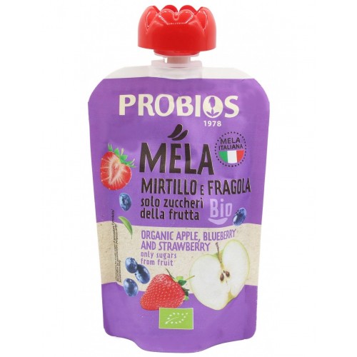 Probios Organic Apple ,Blueberry & Strawberry Pulp Puree 100g