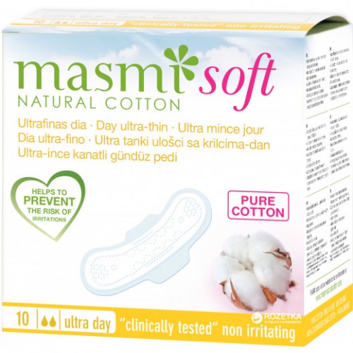 masmi NATURAL COTTON Bio Soft Ultra Day Thin Pads (10 Pads)