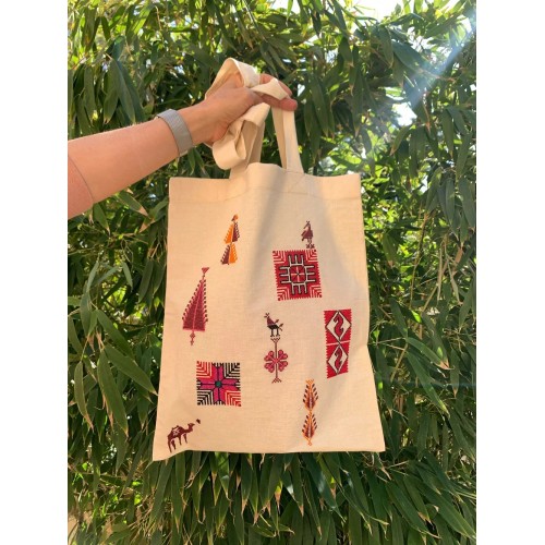Palestine Motifs Canvas Tote Bag