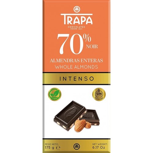 TRAPA Dark Chocolate with Almonds 175g 