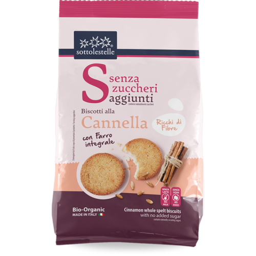 sottolestelle Organic Whole-Spelt Cookies with Cinnamon (without ADDED-SUGAR) 250g