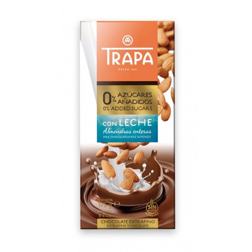 TRAPA Milk Chocolate with Almonds (N0-Added-Sugar)175g