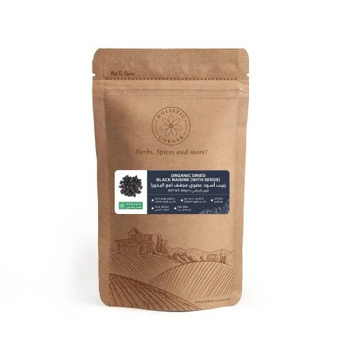 HOLISTIC CORNER Organic Dried Black Raisins with Seeds 100g