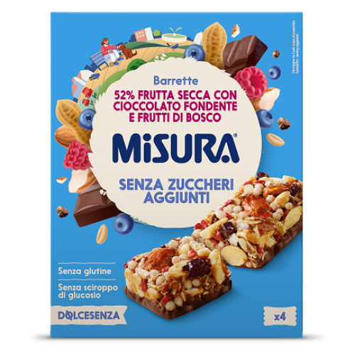 Misura GF No-Added-Sugar 52% Dried Fruit Bar with Dark Chocolate & Berries 4*30g 