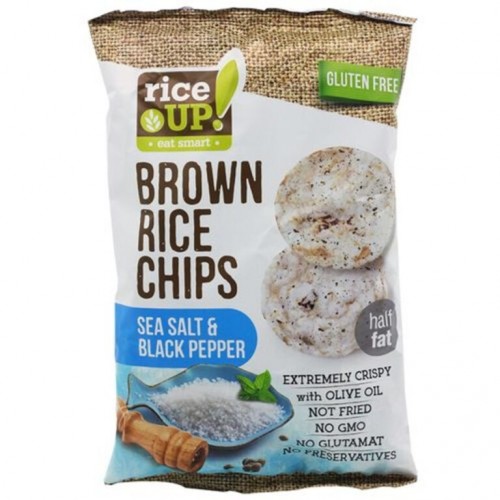 rice up GF Sea Salt & Black Pepper Brown Rice Chips 60g 