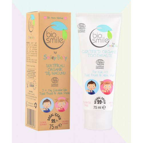 bio smile Organic Toothpaste with Tutti Frutti & Aloe Vera for Kids (+2Years) 75ml 