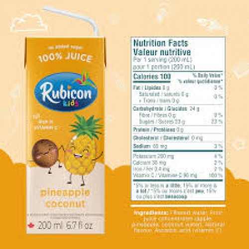 Rubicon Kids Pineapple & Coconut 200ml (No-Added-Sugar) 200ml 