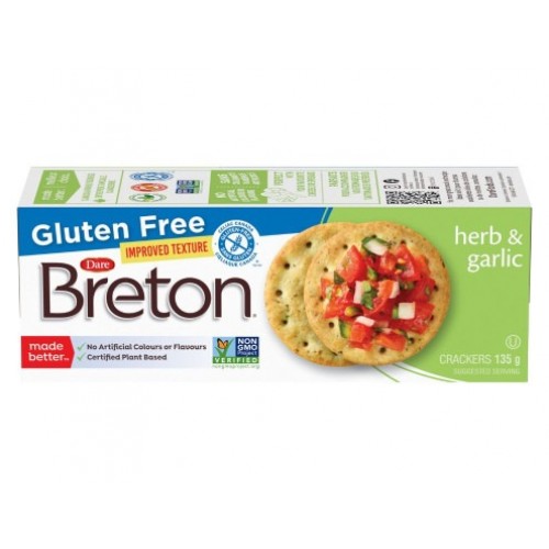 Dare Breton Gluten Free Herb and Garlic Crackers 135g 