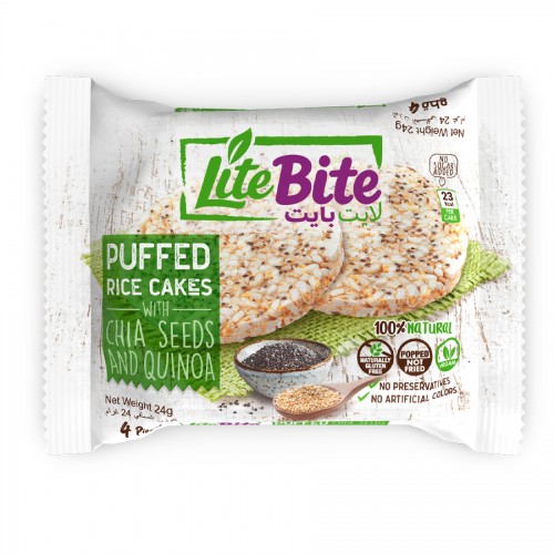 Lite Bite GF Puffed Rice Cakes with Chia Seeds & Quinoa 24g 